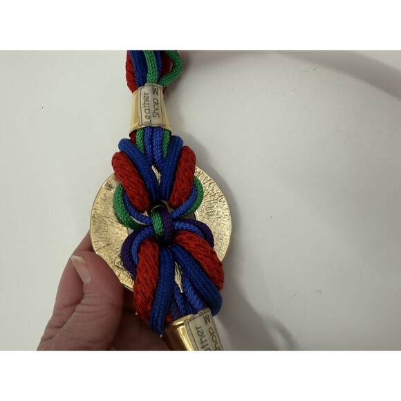 Leather Shop Multicolor Corded Rope Style Belt With Gold Medallion & Beads - Picture 6 of 9